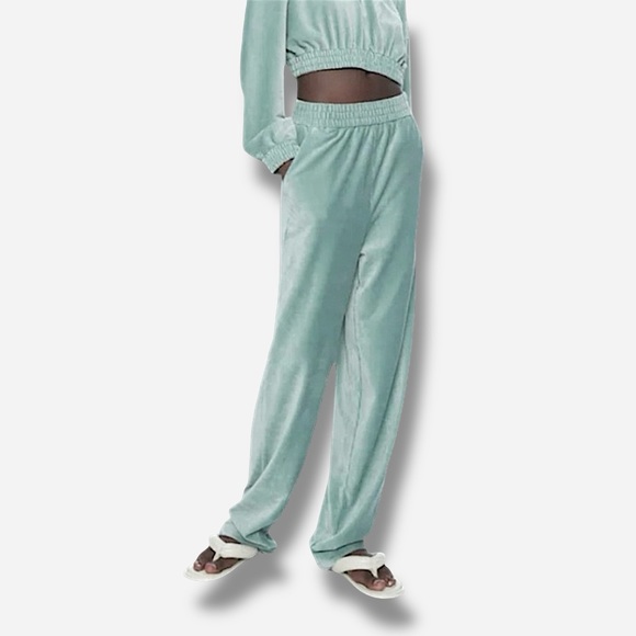 🌸New🌸 Zara Velvet Jogging Pants Size Large NWT - Picture 1 of 10